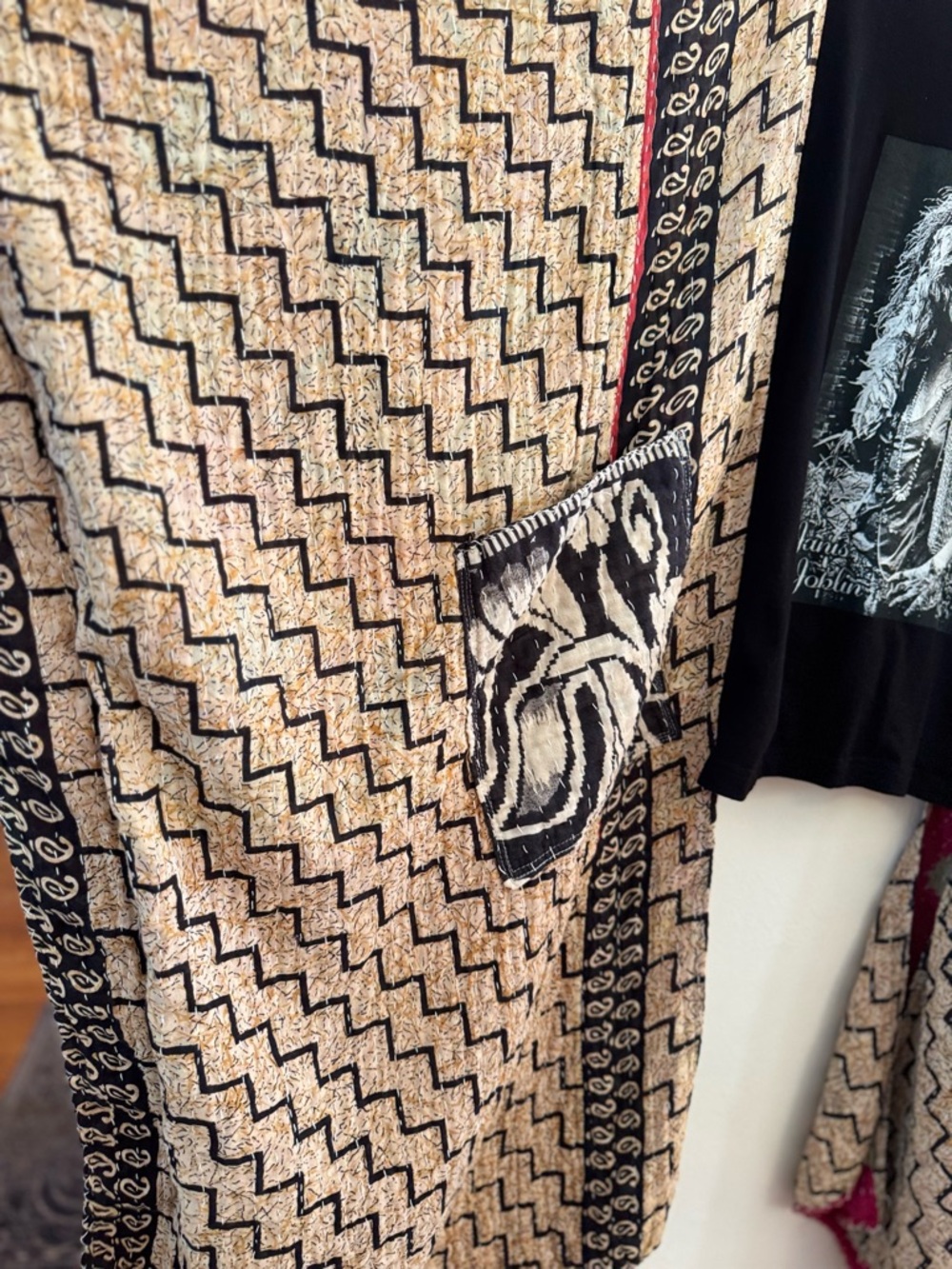 JANIS JOPLIN Band T  Boho Kantha Pockets Handmade One of a Kind One Size Belt - Picture 3 of 7